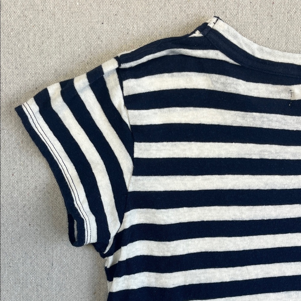 Madewell Navy White Stripe Tee XS 100% Cotton Coastal French Girl Top - Picture 10 of 10